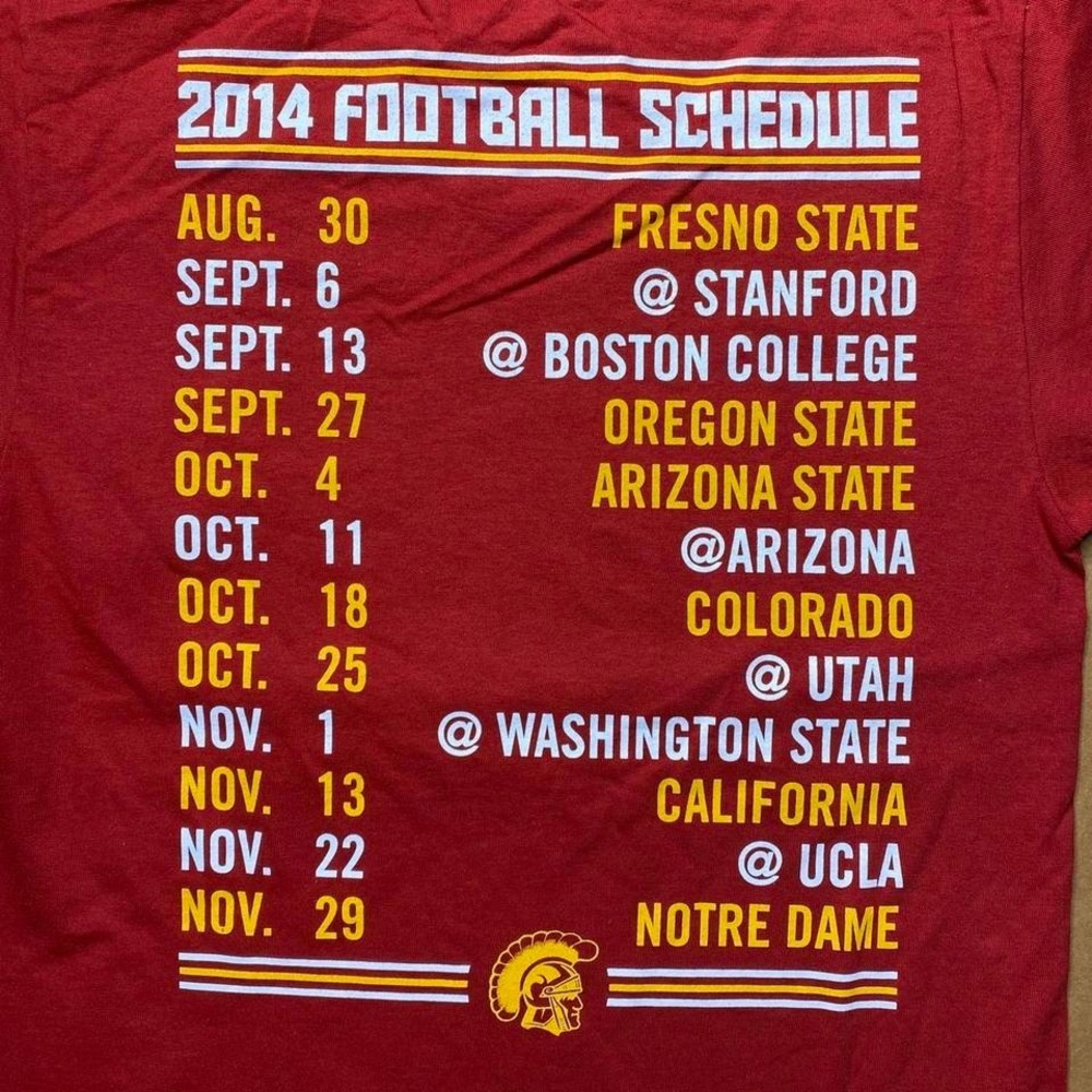 USC TROJANS shirt 2014 football schedule